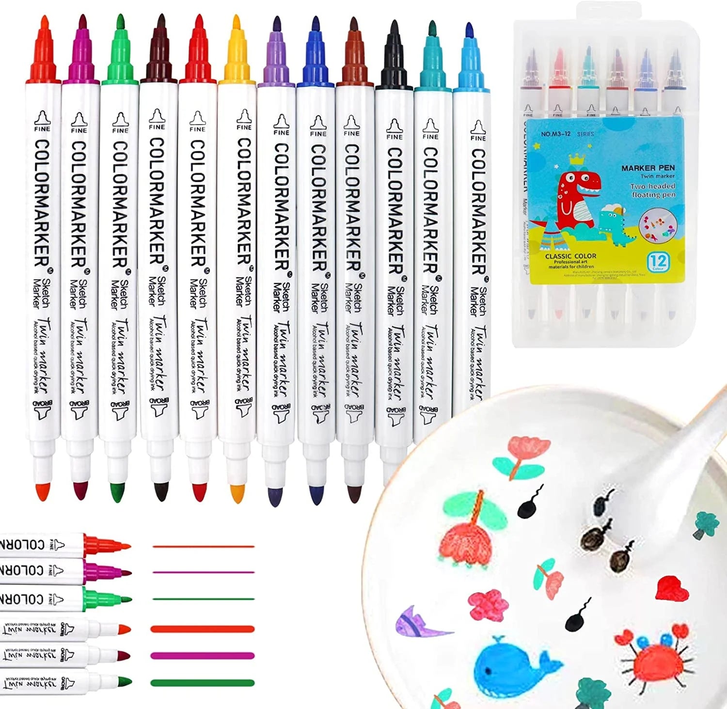 TENGYIF 12 Pièces Crayon Magique de Peinture à L'eau - Crayon Flottant  Effaçable Crayons Magiques Doodle à L'eau - Crayon Magique de Peinture Avec